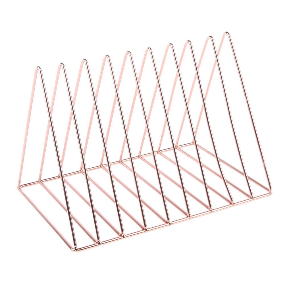 Chic Rose Gold Metal Bookshelf Magazine Book Stand Rack Holder, Desktop Organizer