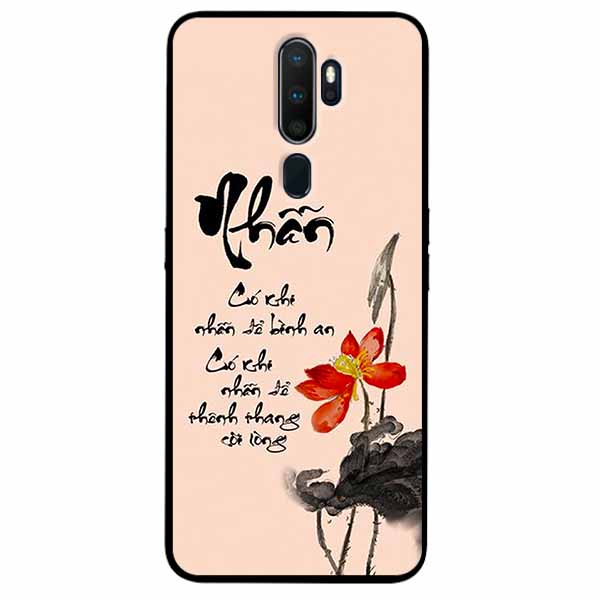 Ốp lưng in cho Oppo A9 2020  Mẫu Thư Pháp Nhẫn Nền Hồng