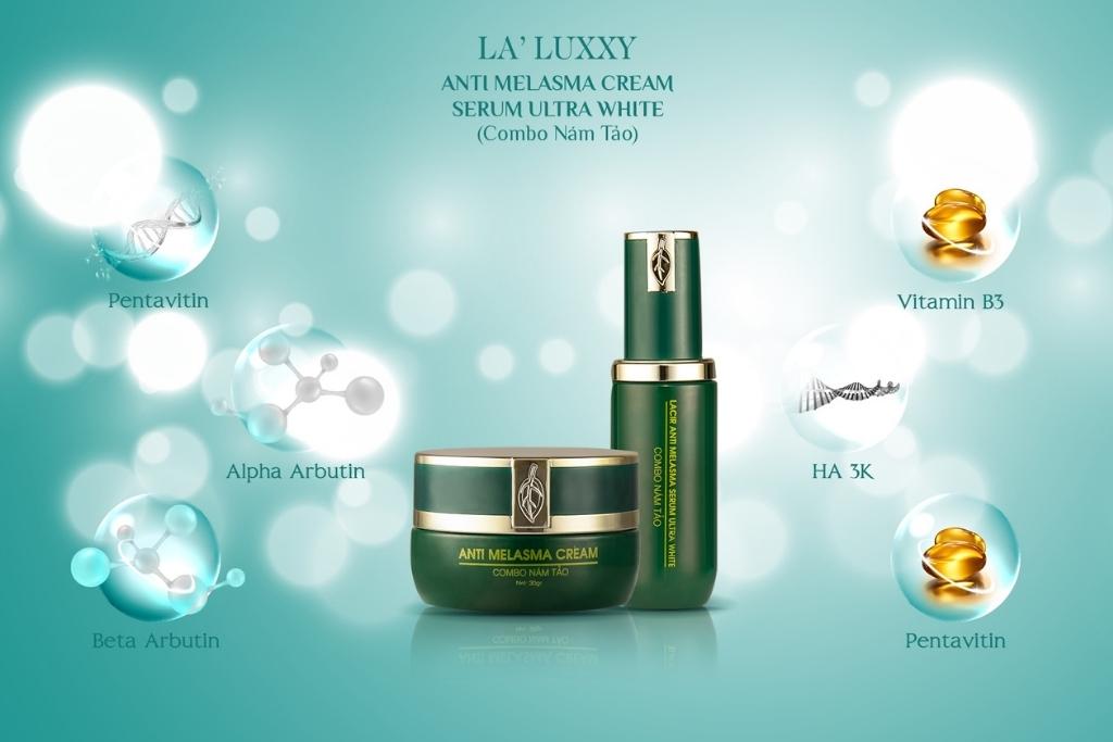 Combo gồm Kem + Serum Nám Tảo La'luxxy Dr Lacir Giúp Giảm Thâm Nám Tàn Nhang, Ức Chế Sản Sinh Melanin, Giảm Quá Trình Lão Hóa (Tặng Mặt Nạ Thủy Tinh) - KN Beauty Cosmetics