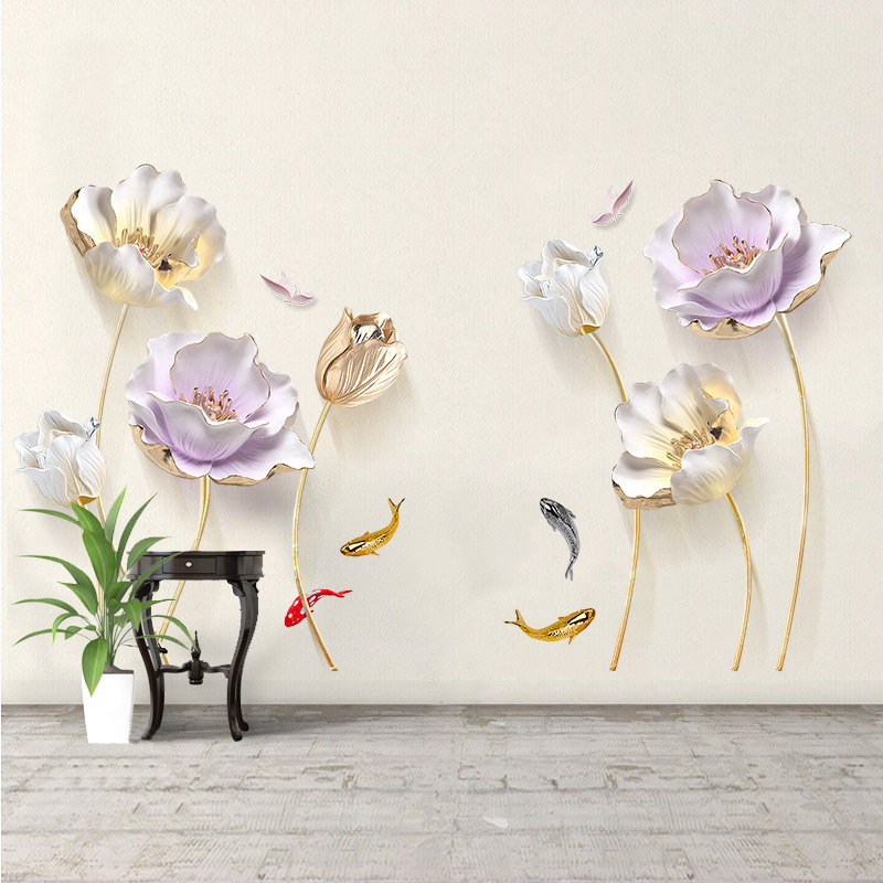 Decal dán tường HOA TULIP 3D CH2007