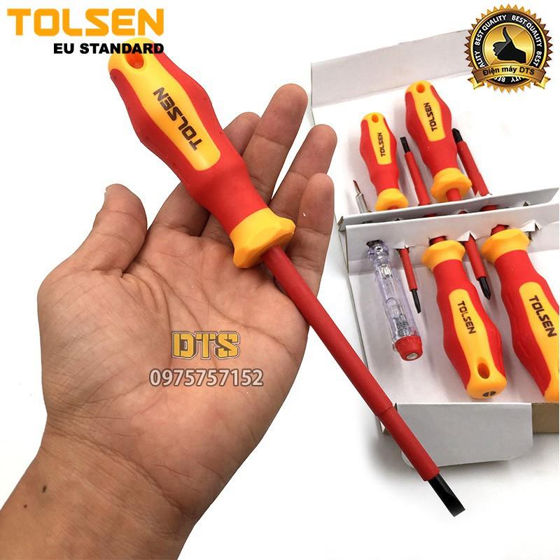 Bộ tua vít cách điện 1000v công nghiệp 6 cây TOLSEN, kiểm định chất lượng GS, VDE, an toàn cao, bộ tô vít cách điện