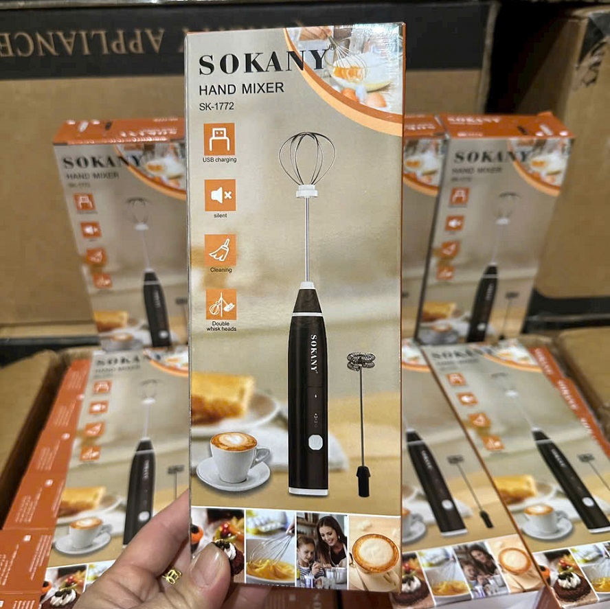 Máy Đánh Trứng Tạo Bọt Cafe Mini Cầm Tay Sokany SK-1772 Có 3 Tốc Độ