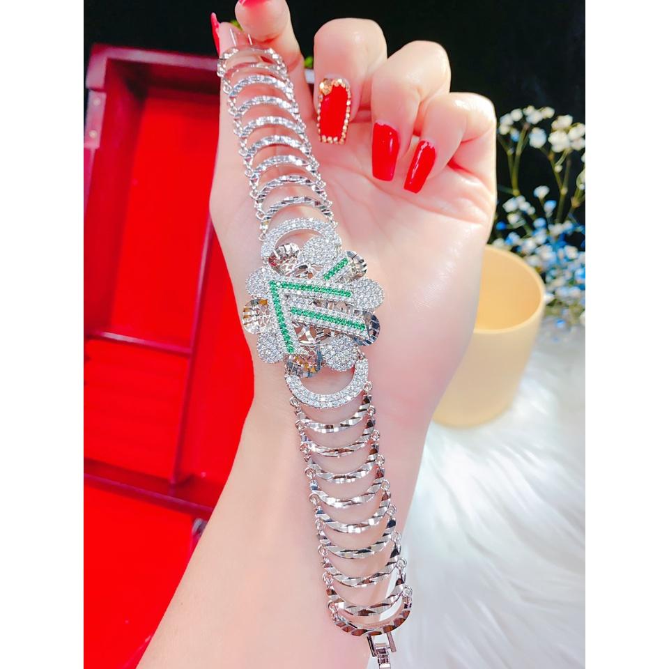Lắc tay nữ đính xoàn mạ bạch kim cao cấp P759