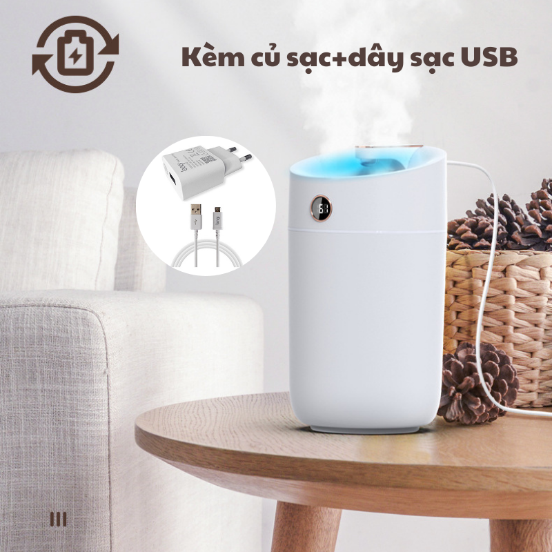 (BH 12 tháng) Máy phun sương Humidifier X12 - Dung tích 3 Lít chế độ kép phun sương - Màn hình LED hiển thị độ ẩm