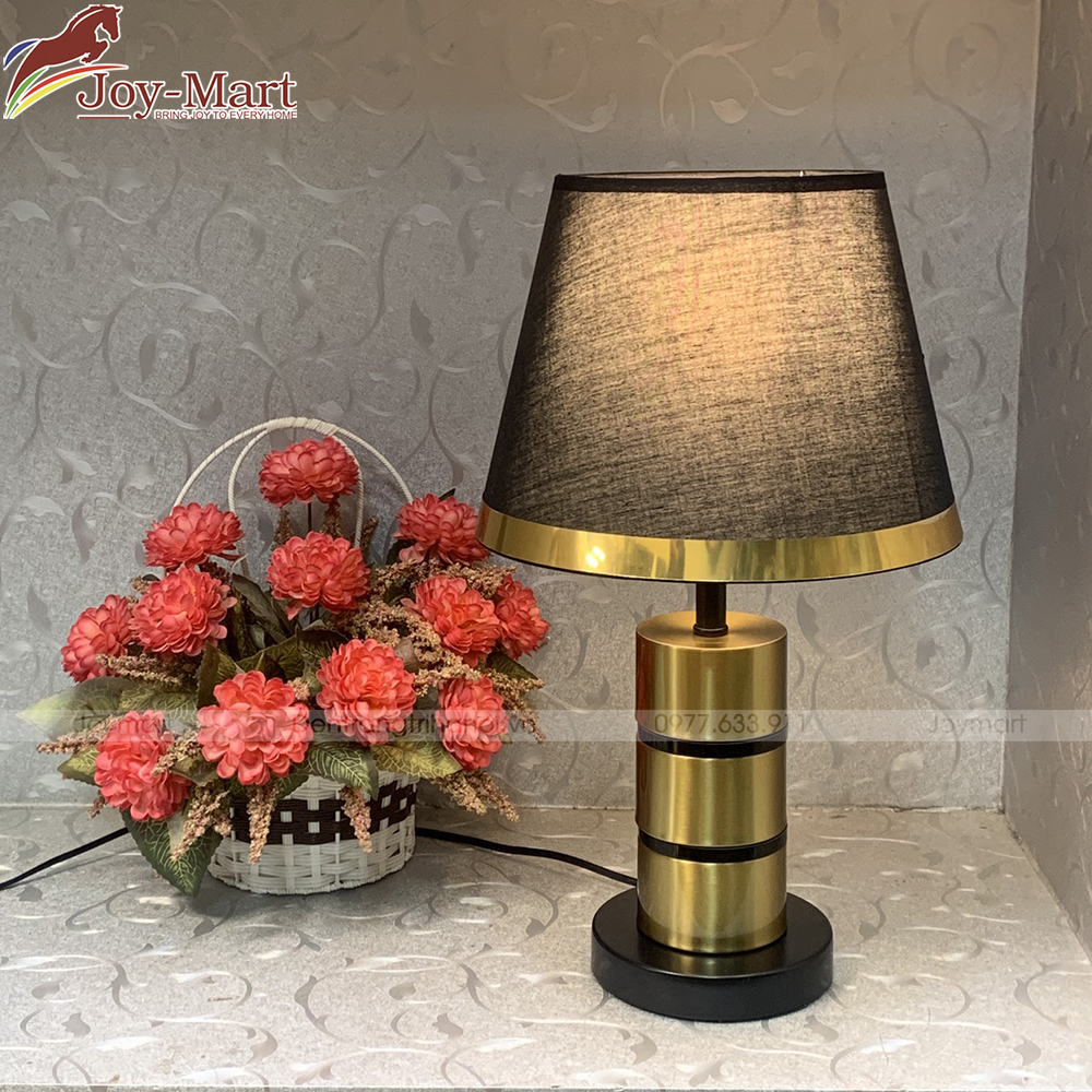 Đèn Bàn Phòng Ngủ - Đèn Để Bàn Chao Vải Đen, Tặng Kèm Bóng LED 3W MB8046
