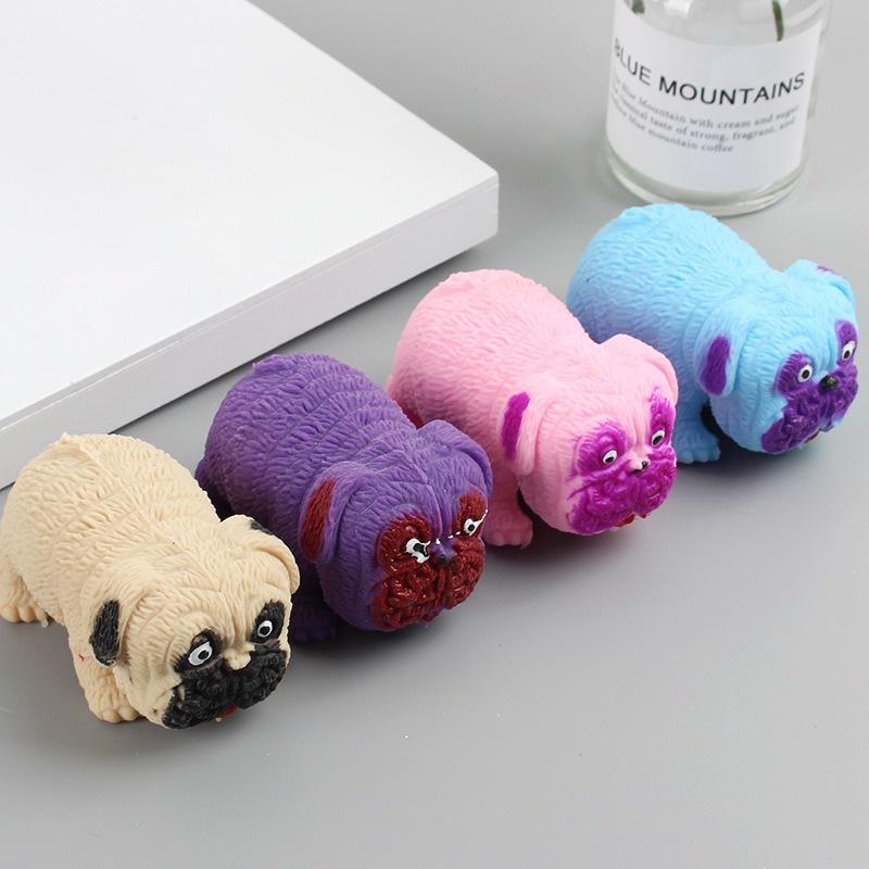 Đồ chơi Squishy Mochi hình CHÓ PITBULL MÀU MÈ KÉO DÀI mềm mịn dễ thương chân thực giảm stress co dãn đàn hồi ngộ nghĩnh