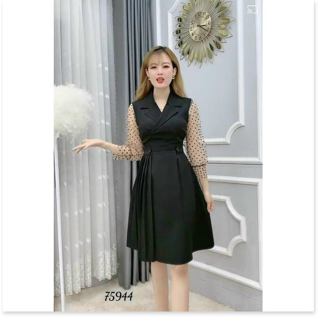 ĐẦM XÒE DỰ TIỆC TAY DÀI CHẤM BI CỰC HOT