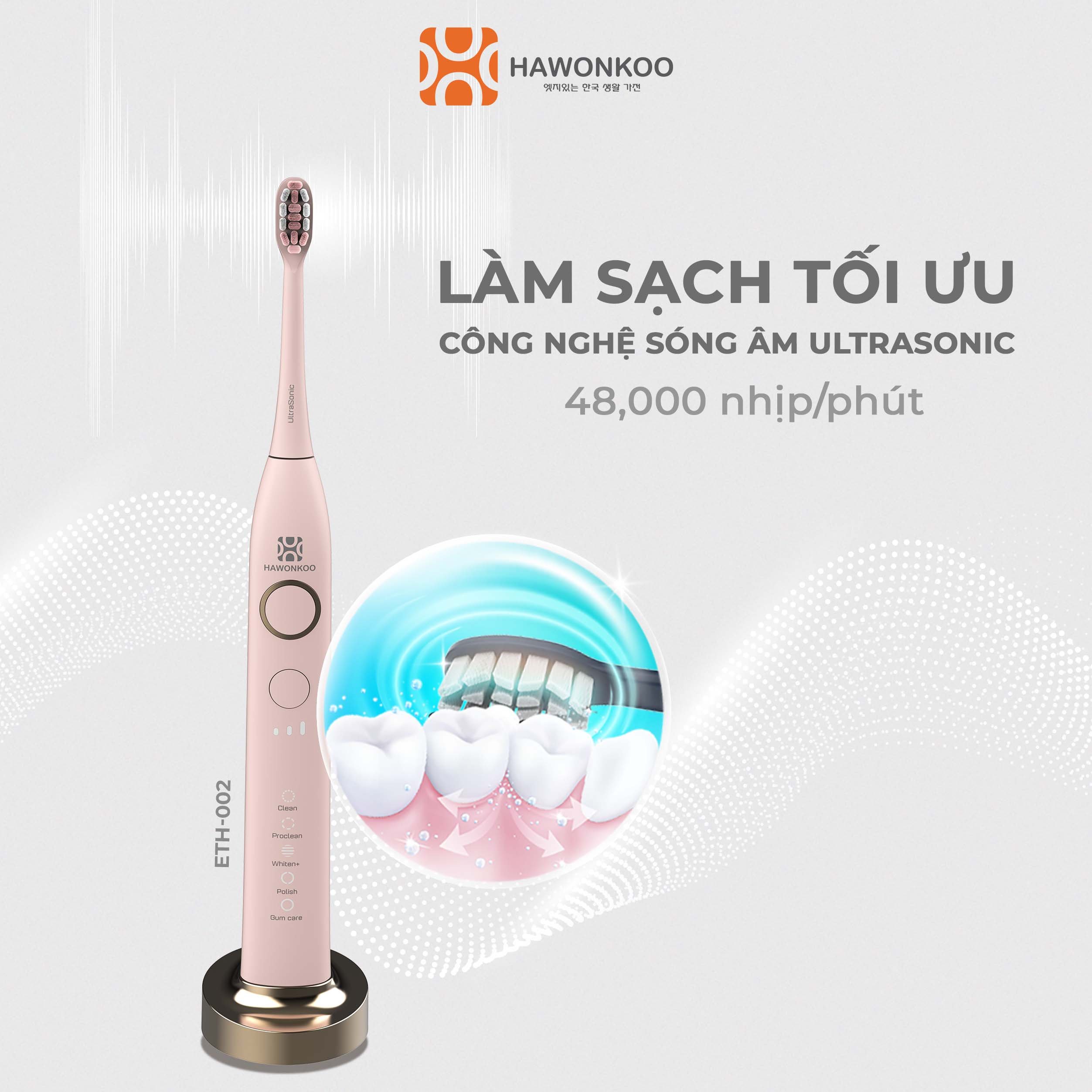 Combo Tăm Nước WFH-001 + Bàn Chải Điện ETH-002 HAWONKOO Hàng Chính Hãng - Thương Hiệu Hàn Quốc