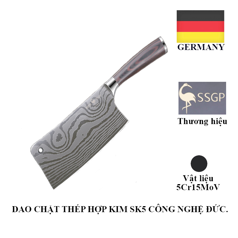 Dao chặt nhà bếp - Công nghệ Đức- thép hợp kim 5Cr15Mov