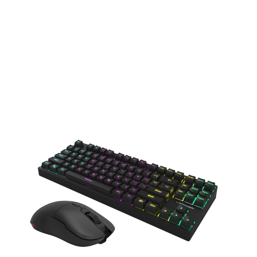 Bộ Bàn phím + chuột không dây máy tính Gaming LC-KEY-MECH-2-RGB-C-W + chuột không dây LC-POWER LC-M900B-C-W Hàng chính hãng