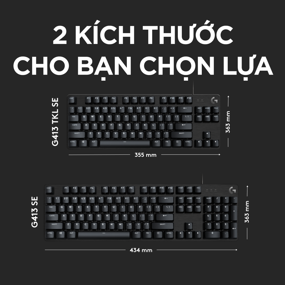 Bàn phím cơ game Logitech G413 TKL SE / G413 SE Full size – Keycap PBT, Switch Tactile, Anti-Ghosting khi nhấn 6 phím cùng lúc, đèn LED trắng -Hàng Chính Hãng