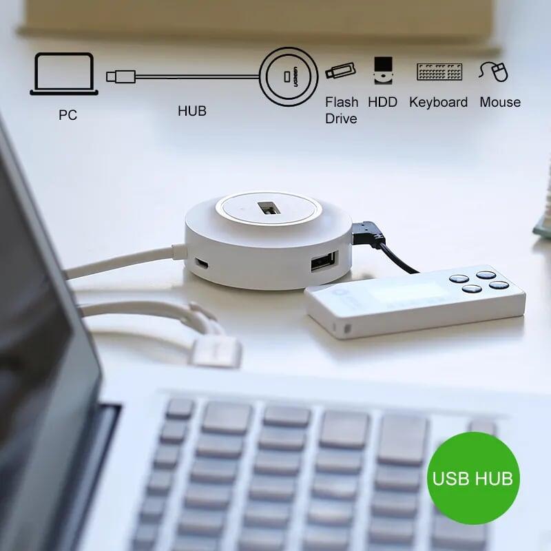 Ugreen UG20270CR106TK 1M màu Trắng Bộ chia HUB USB 2.0 sang 4 USB 2.0 hỗ trợ nguồn 5V - HÀNG CHÍNH HÃNG