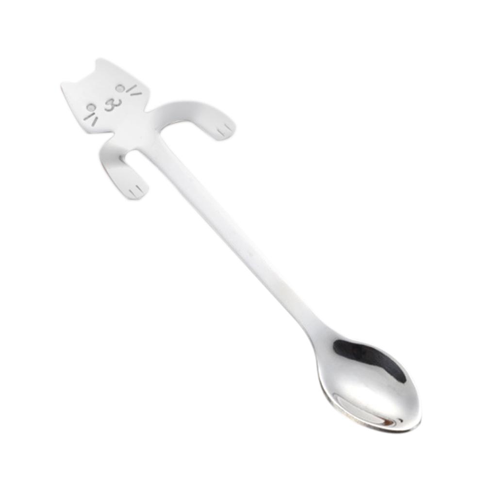 1 pc Lovely Cat Stainless Steel Hanging Spoons Dessert Spoons Tea Coffee Scoops