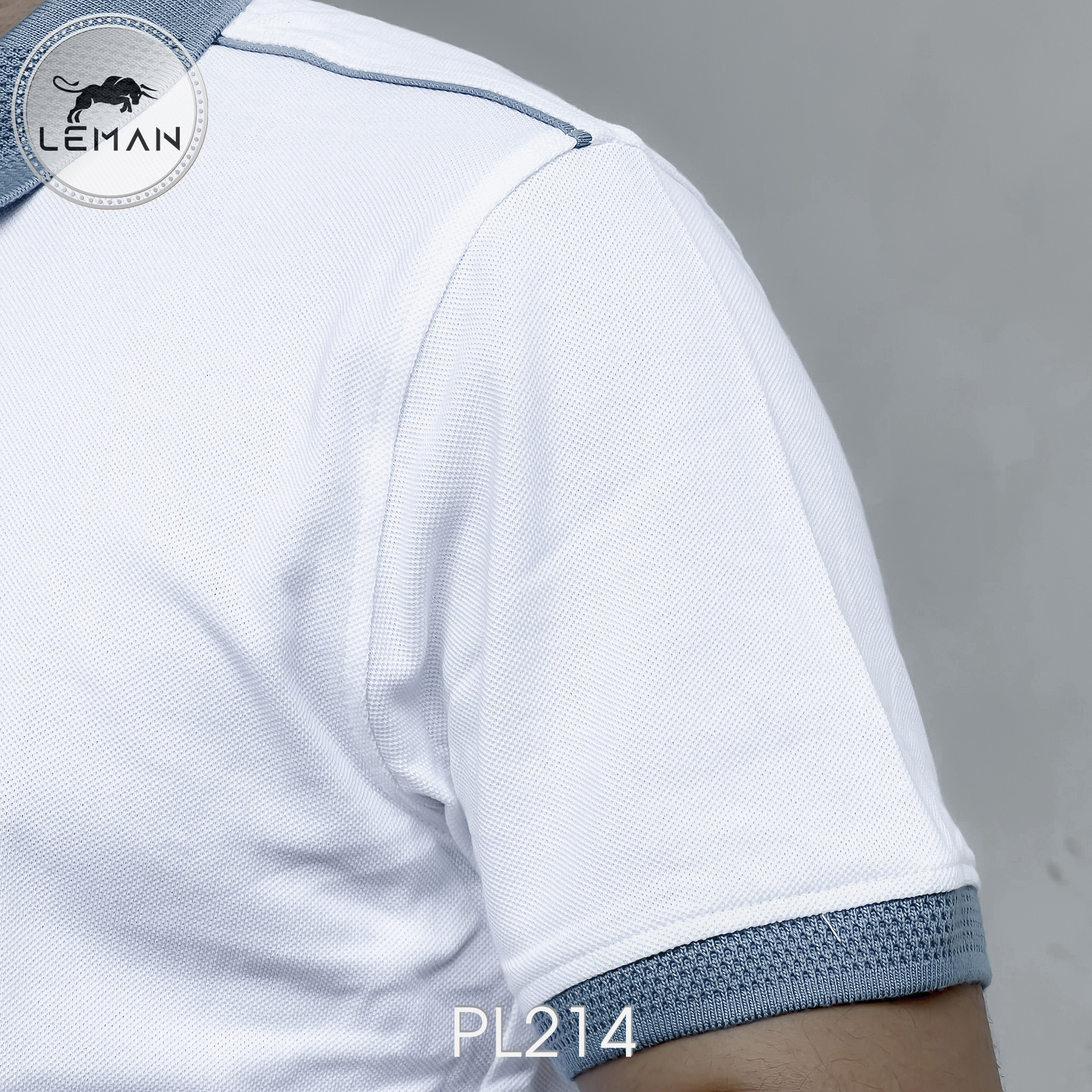 ÁO POLO NAM LEMAN PL214 CAO CẤP - Trắng - Viền Xanh Mint - M (65-78kg)