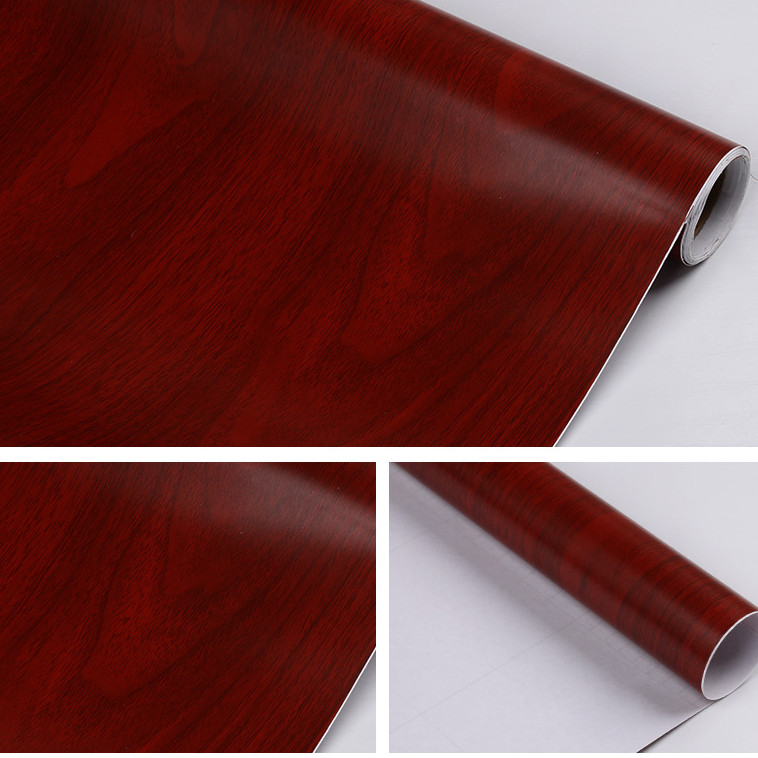 Cuộn 5m Decal Giấy Dán Tường VÁN NÂU ĐỎ