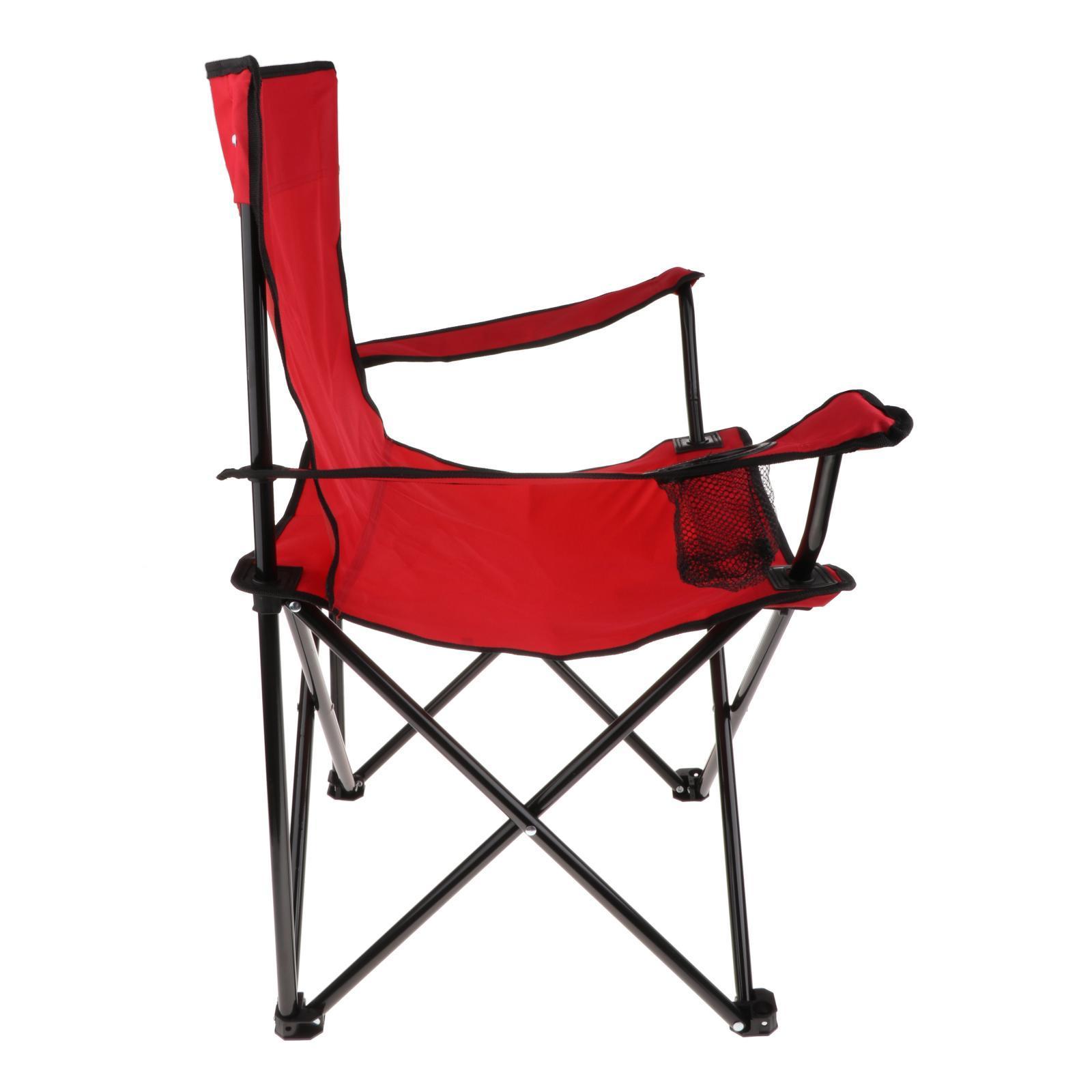 Portable Camping Quad Chair Foldable Fishing Picnic Heavy Duty Armrest Seat with Bottle Cup Holder Collapsible Outdoor Back Chair