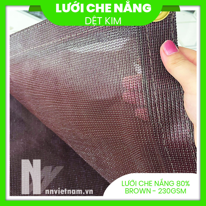 Lưới che nắng 80% may viền khuy sẵn - Màu Nâu (Nhiều kích thước)