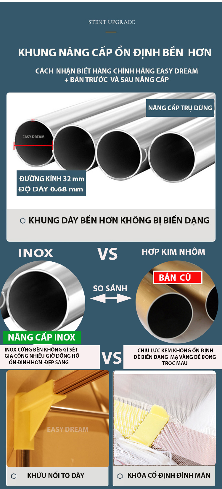 Màn khung -(mùng khung ) chống muỗi cao cấp không khoan tường  khung inox vải tuyn có 3 cửa