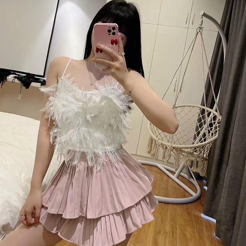 Chân váy xếp ly tầng QC cực hot