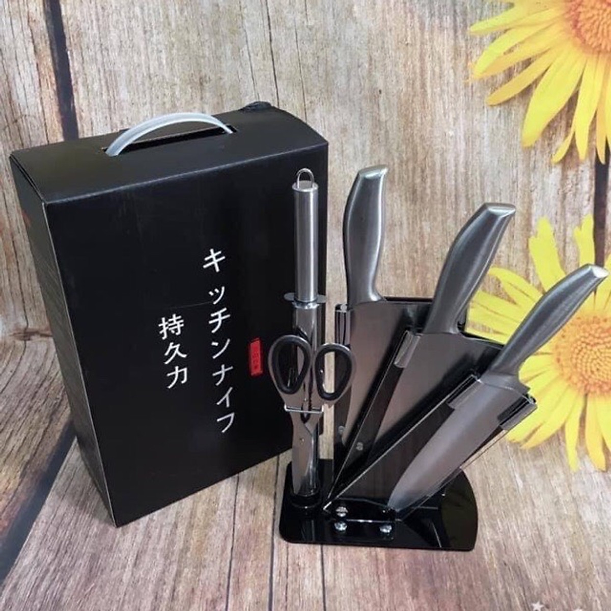 Bộ dao 6 món nhà bếp Nhật Bản siêu sắc bén cao cấp - Logo trên thân dao ngẫu nhiên - Chính hãng