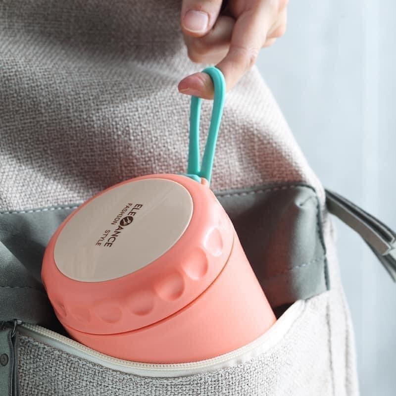 BÌNH Ủ CHÁO 2 LỚP ELE TẶNG KÈM THÌA GẤP GỌN 430ML