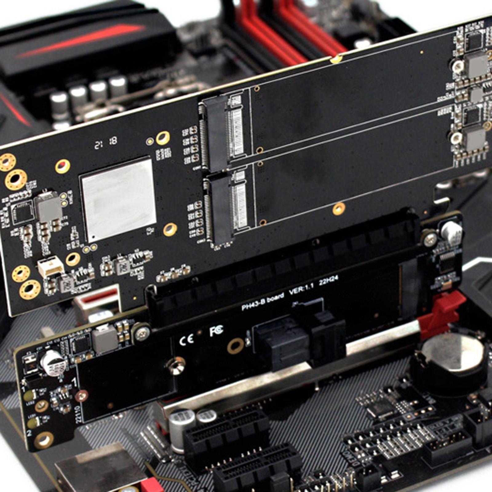 PCIe 4.0 x16 to 4x Expansion Card Stable PH43 Low Profile Dual M.2 Adapter