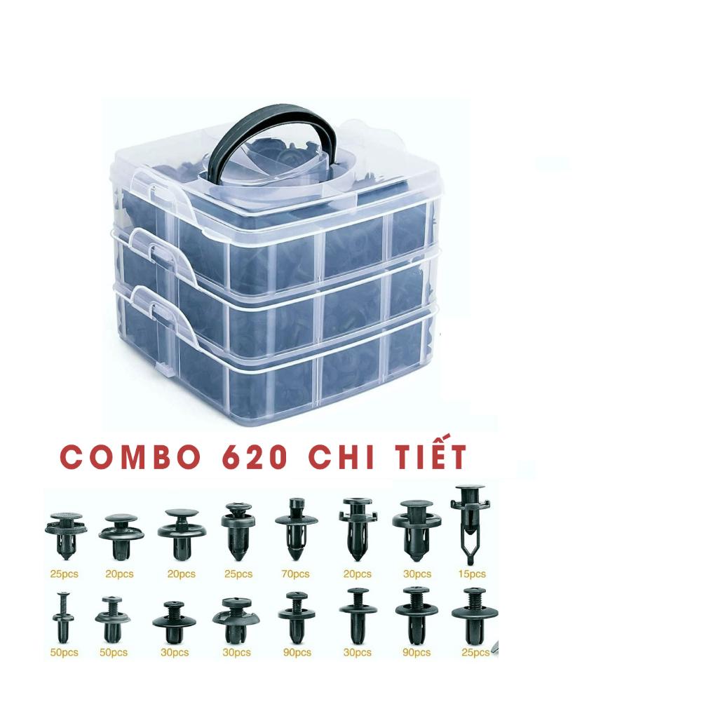Bộ Đinh Tán, Chốt Vít, Nở Vít Nhựa, ốc nhựa Dành Cho Xe Ô Tô 620 chi tiết đa dụng dành cho thợ sửa xe chuyên nghiệp