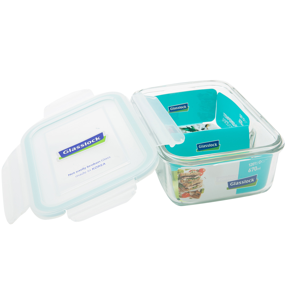 Bộ 2 Hộp Thủy Tinh Glasslock Chia Ngăn Lunch67-71K 670ml Và 695ml/710/715ml + Túi Giữ Nhiệt