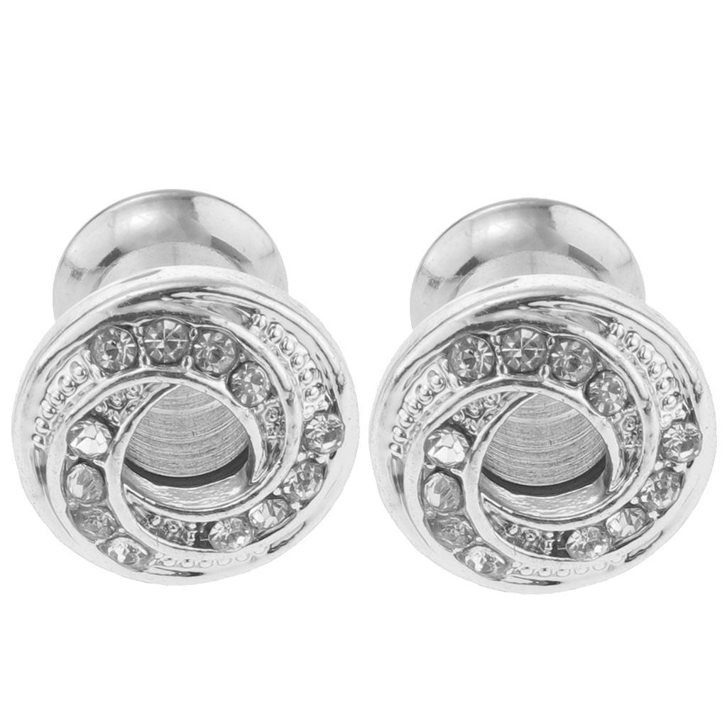 2PCS Stainless Piercing Round Ear Expanders Ear Piercing Tunnels Jewelry