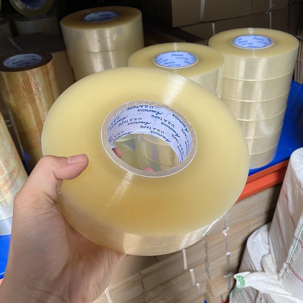 Băng keo trong, đục cuộn 1 kg lõi giấy mỏng, băng dính cuộn nặng 1kg siêu dày giá xưởng