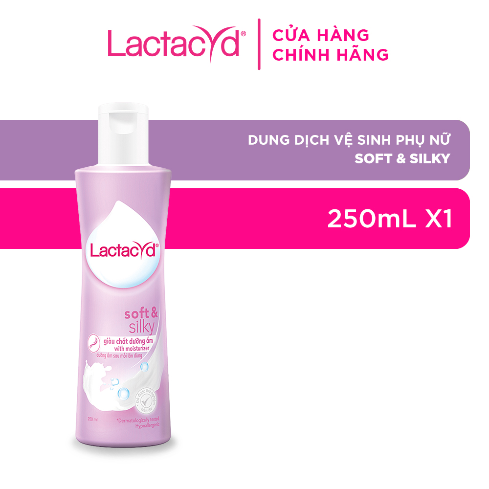 Dung Dịch Vệ Sinh Phụ nữ Lactacyd Soft &amp; Silky Dưỡng Ẩm 250ml