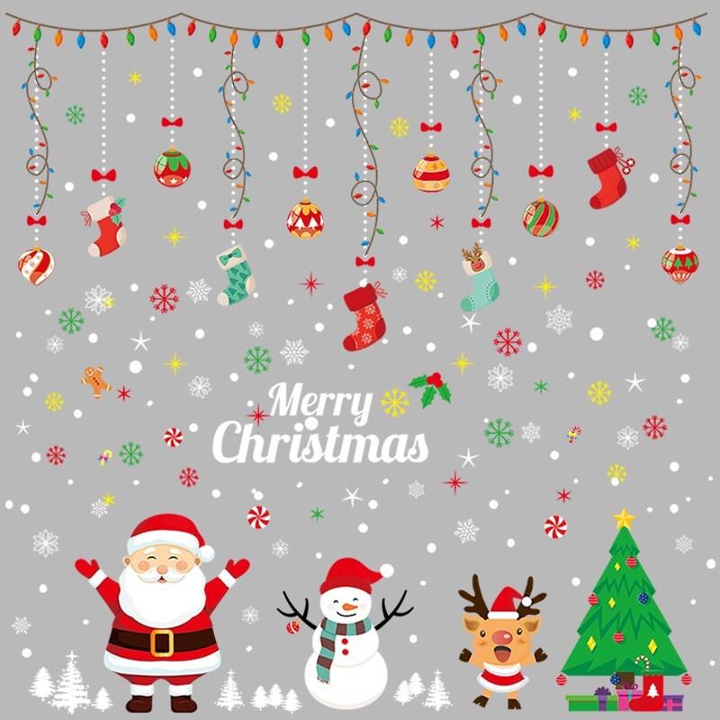 BỘ COMBO DECAL DÁN NOEL HÍT TĨNH ĐIỆN - RÈM VỚ PHỐI NOEL VUI NHỘN