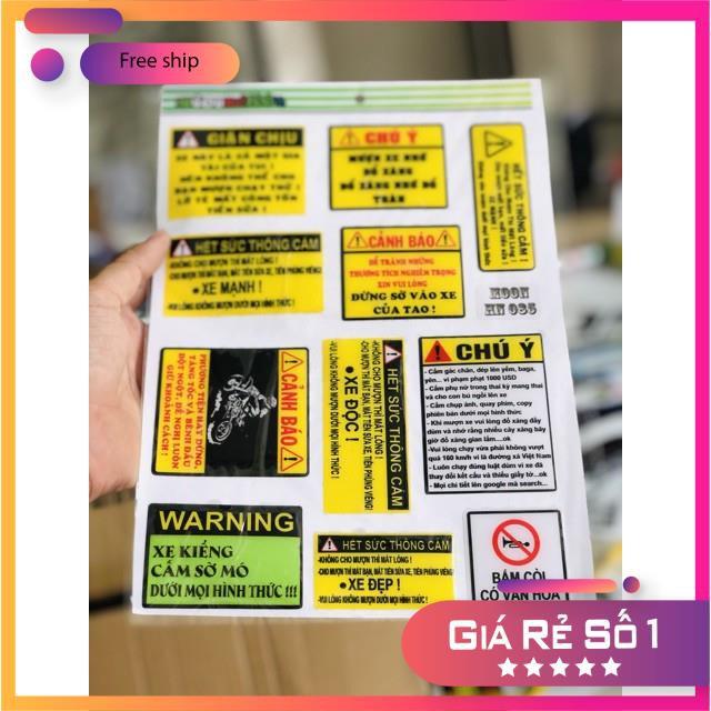 Bộ 11 tem cảnh báo keo nổi bảo hành màu sắc vĩnh viễn