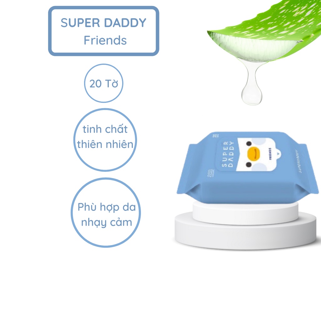 [Quà tặng không bán]  Khăn ướt Hàn Quốc SUPERDADDY Cho Bé 20 Miếng/gói