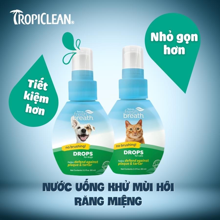 NƯỚC VỆ SINH RĂNG MIỆNG CHÓ DẠNG ĐẬM ĐẶC, GIẢM MÙI HÔI (TROPICLEAN, MỸ)