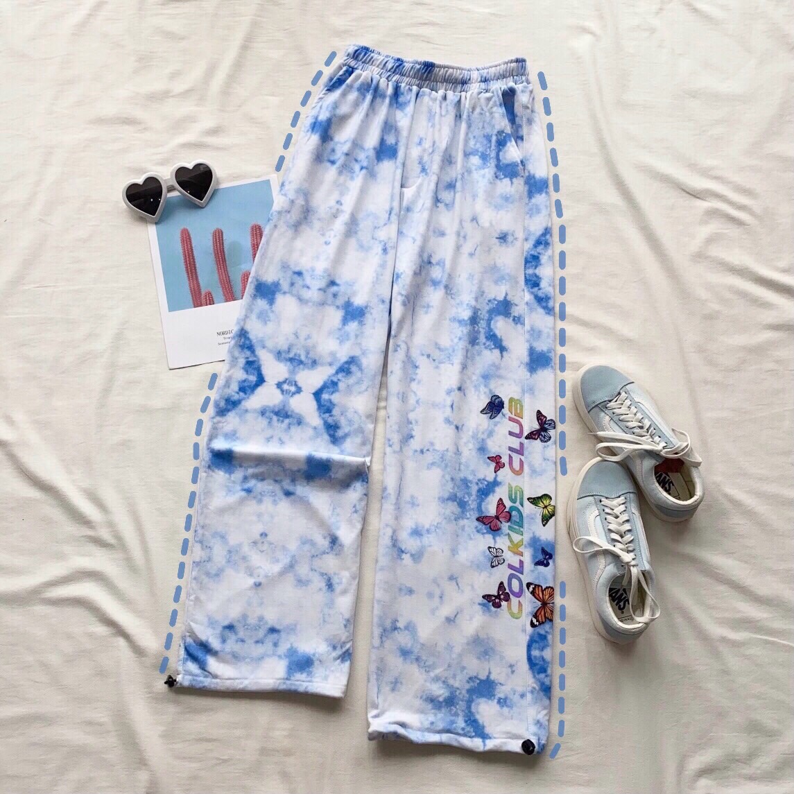 Quần Jogger Thun Dài Dây Rút Loang Màu Phản Quang Xanh Dương - Quần Thun Rút Dây Unisex - MM