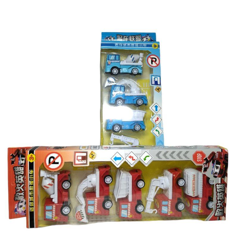 Hộp xe đồ chơi trẻ em 5 chiếc,xe đồ chơi công trình xây dựng kéo lùi
