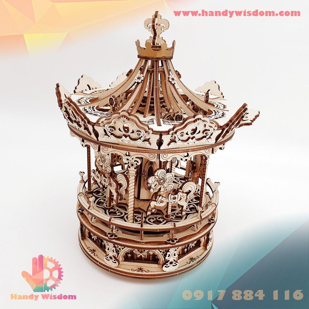 Mô hình hộp nhạc gỗ - Đu quay lãng mạn - Robotime Romantic Carousel AMK62