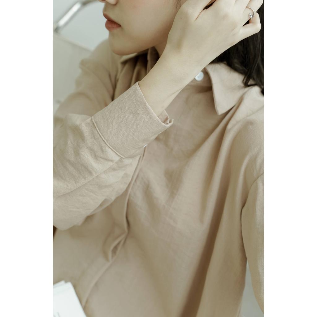 Váy sơ mi Méo shop Dure dáng dài dài tay bo eo phong cách công sở