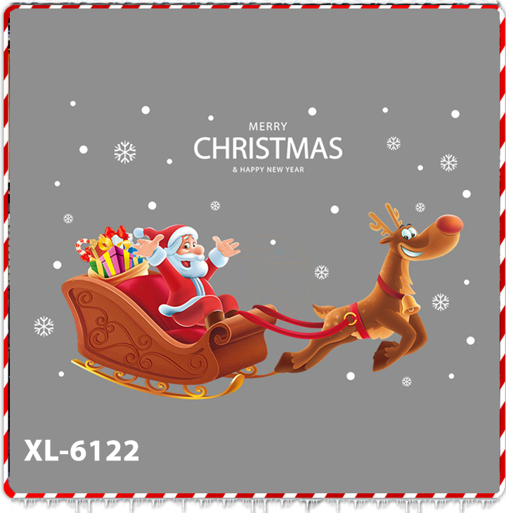 Decal dán kính noel 2023 tĩnh điện trang trí giáng sinh merry christmas khổ 60x45cm