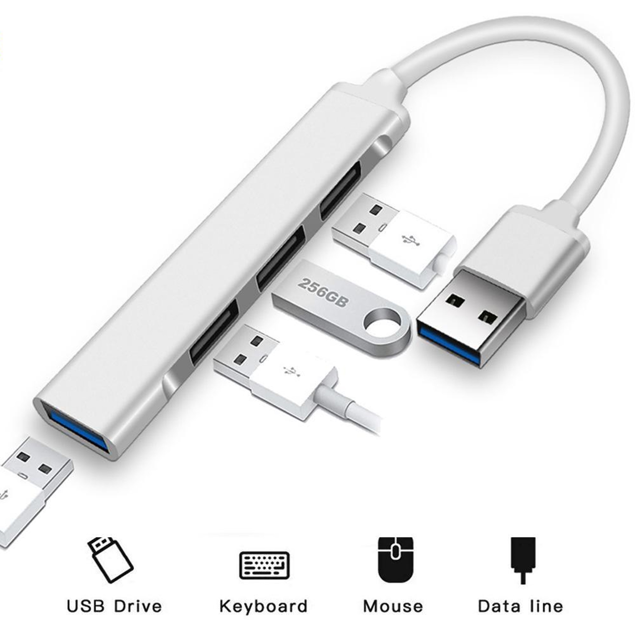 Bộ Chia Cổng Hub USB 4 Port 3.0 Chất Liệu Vỏ Nhôm Tốc Độ Truyền Tải Dữ Liệu Cao Hỗ Trợ Đa Nền Tảng