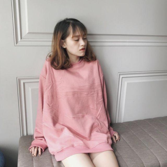 ÁO SWEATER BASIC PINK HỒNG TRƠN UNISEX - L12