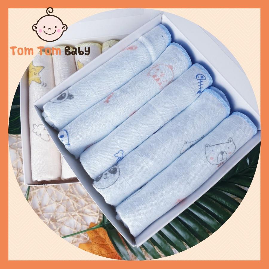 Hộp Khăn Sữa Sợi Tre 4 Lớp Cao Cấp CUNCON - 5 cái Kích thước 30x30 cm - Hàng Việt Nam chất lượng cao