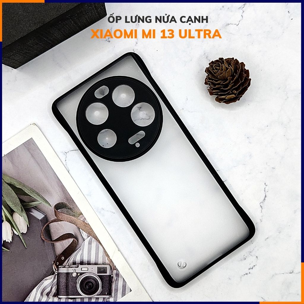 Ốp lưng mi 13 ultra nửa cạnh lưng nhám chống bám vân tay bảo vệ camera phụ kiện điện thoại huỳnh tân store