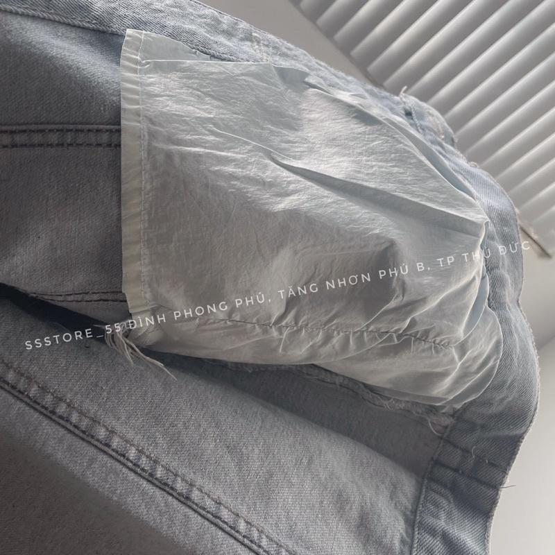 Áo Khoác jeans trơn xanh nhạt v2 form rộng unisex nam nữ