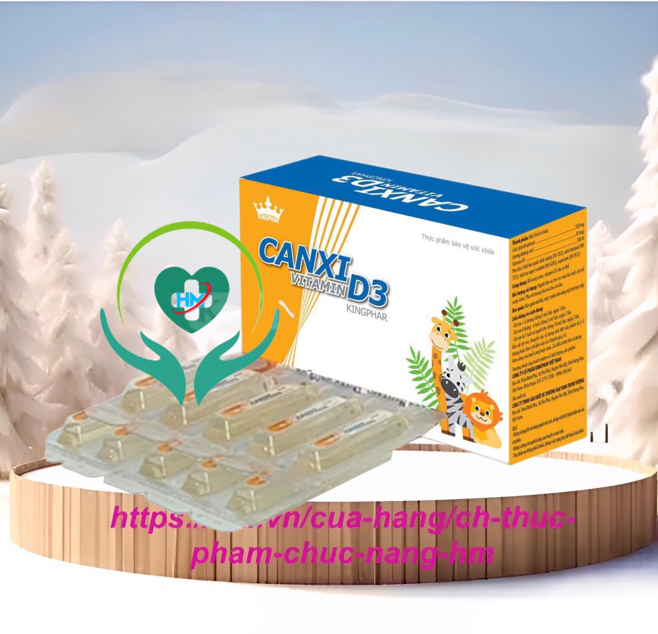 Siro Canxi vitamin D3 Kingphar , hộp 20 ống x 5ml, cho xương chắc khoẻ