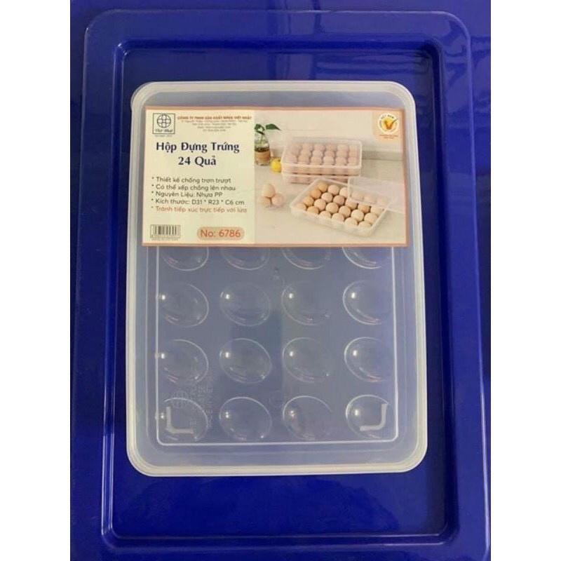 Hộp đựng trứng 24 quả có nắp đậy nhựa Việt Nhật Khay bảo quản trứng không bị vỡ chắc chắn