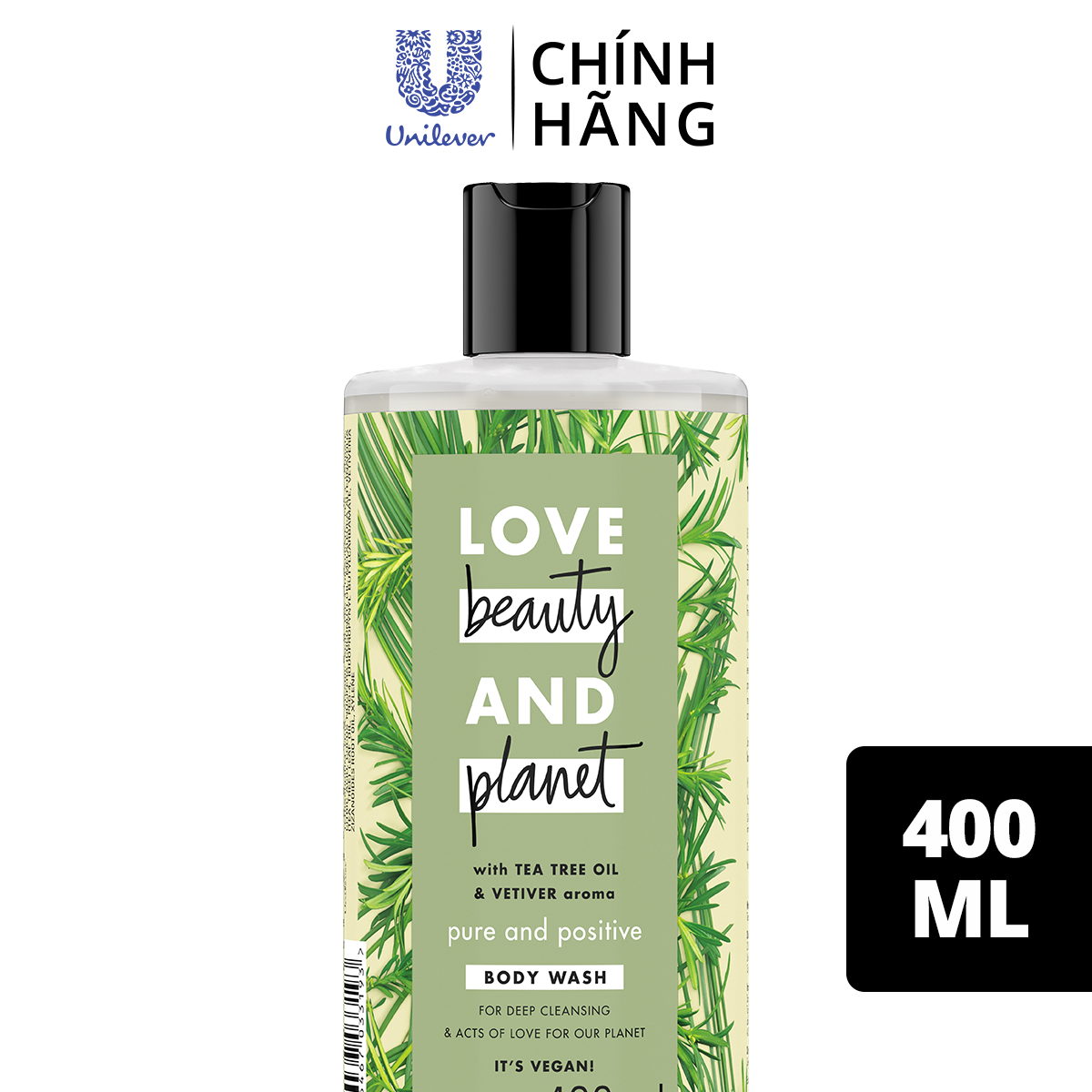 Sữa Tắm Love Beauty &amp; Planet Thải Độc Detox Lưu Hương Thanh Mát Pure And Positive Với 100% Tinh Dầu Tràm Trà Úc 400ML