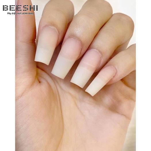 Móng úp hsm nhám đục nhám trong form thang nhọn bầu vuông -beeshi shop nail