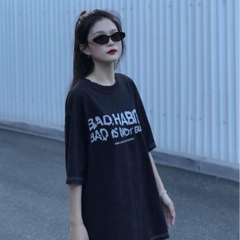 Áo thun unisex tay lỡ vải wash đầy đủ tag cổ tag tay - Hany shop